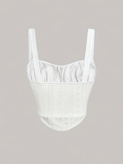 Damen Bustier Top im Boho-Stil mit Zierschnürung – Feminines Sommer-Corsagentop