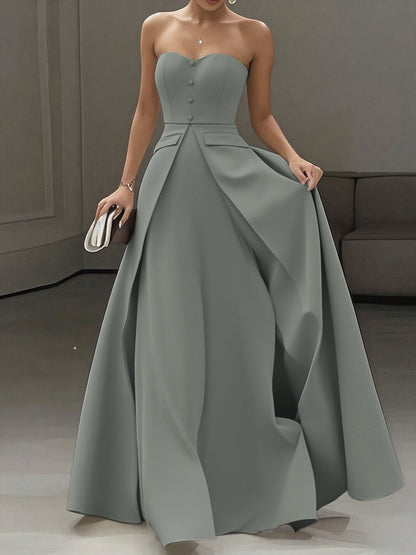 Damen Elegantes Abendkleid mit Bandeau-Design und Knopfleiste – Perfekt für festliche Anlässe