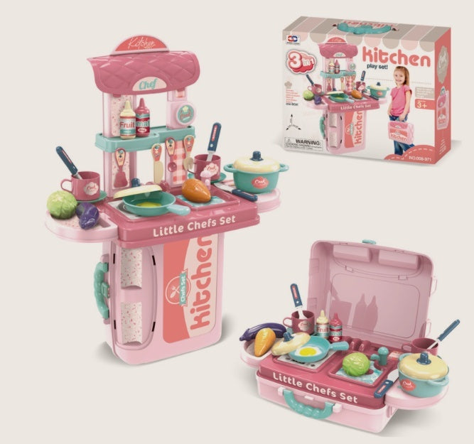 Kinder Spielküche 3-in-1 Little Chefs Set – Rollenspiel-Küchenset für Jungen und Mädchen, ab 3 Jahren