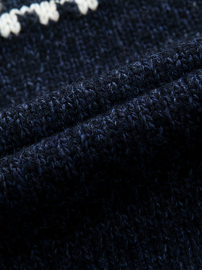 Herren Strickjacke Reißverschluss Stehkragen Norwegermuster Winter Casual