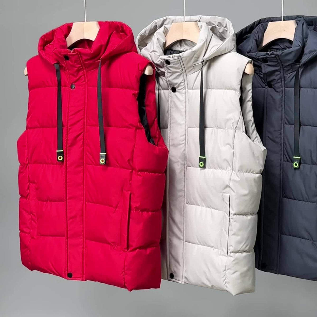 Unisex Puffer Weste mit Kapuze, gesteppte Ärmellose Steppjacke für Herren und Damen