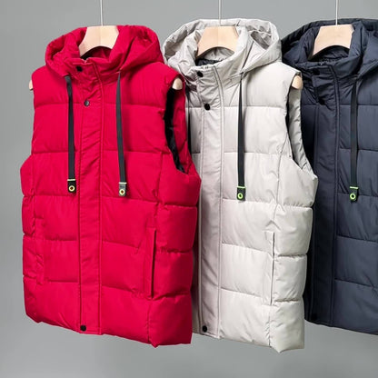 Unisex Puffer Weste mit Kapuze, gesteppte Ärmellose Steppjacke für Herren und Damen