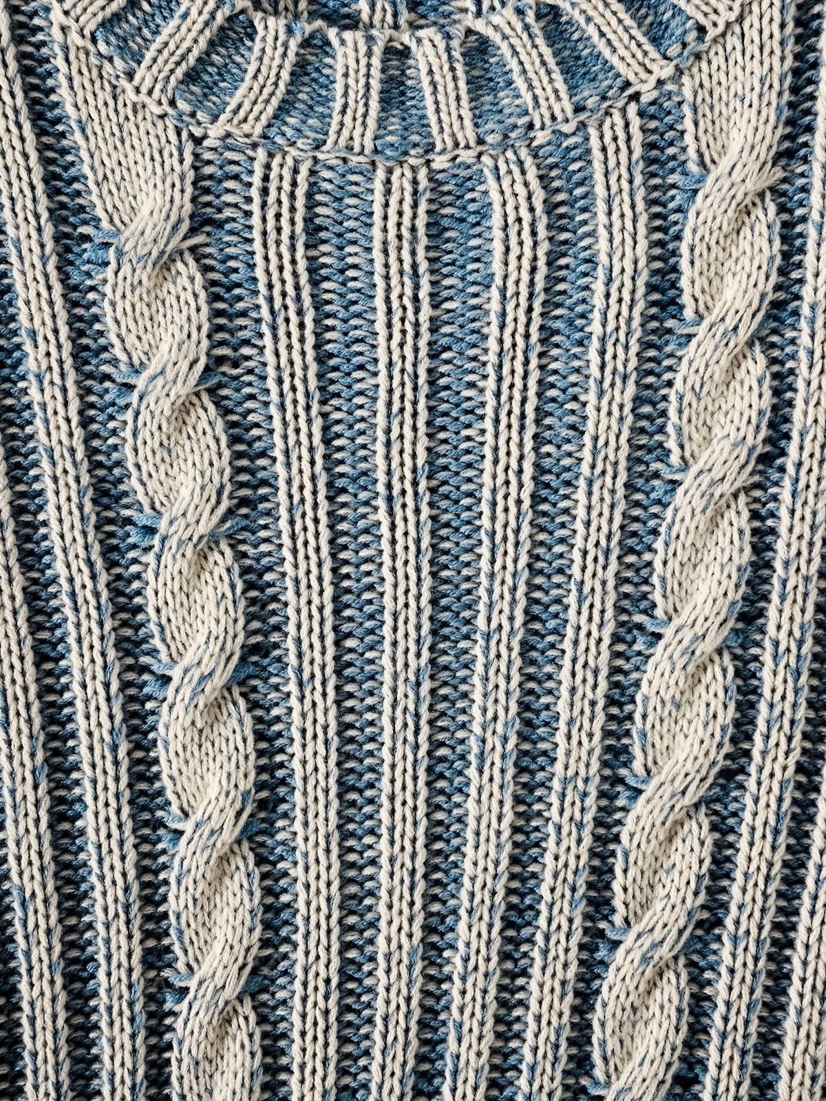 Unisex Strickpullover mit Zopfmuster und Streifen