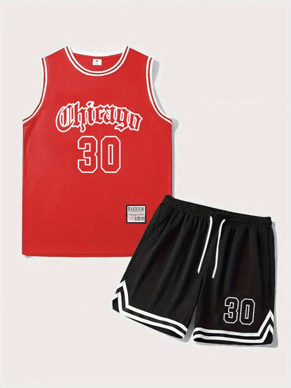 Herren Basketball Trikot Set Chicago 30 – Sportliches Tanktop und Shorts für Training und Freizeit