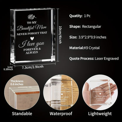 Muttertag Kristall Dekoration – Elegantes Acrylglas Geschenk für Frauen mit Gravur 'Für meine schöne Mama, ich liebe dich für immer' – Stilvolles Andenken für Zuhause