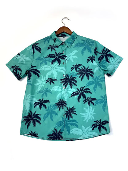Herren Sommer Freizeithemd mit Palmenmuster – Perfekt für Urlaub & Strand