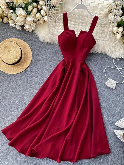 Damen Maxikleid mit Schleife und Spaghettiträgern – Elegantes Sommerkleid für festliche Anlässe