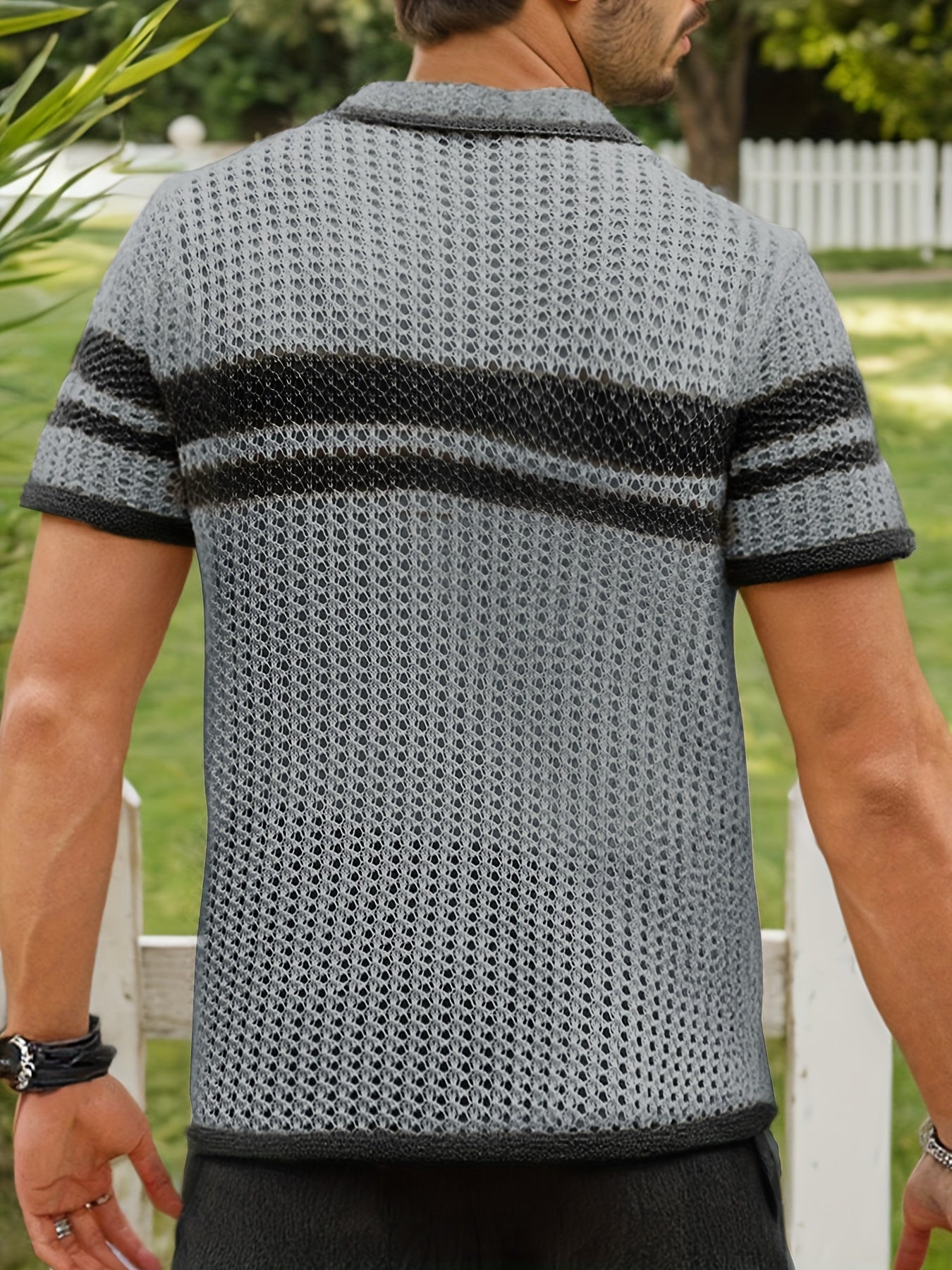 Herren Offene Strick-Poloshirt im Retro-Stil – Lässige Eleganz für Freizeit und Urlaub