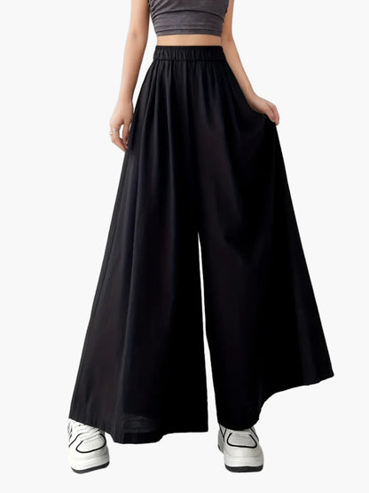 Damen Weitbein Culottes Hose Streetwear High Waist Modisch Freizeit