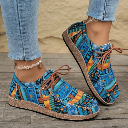 Damen Vintage Freizeitschuhe im Boho-Stil – Bequeme bunte Mokassins für Alltag und Reisen