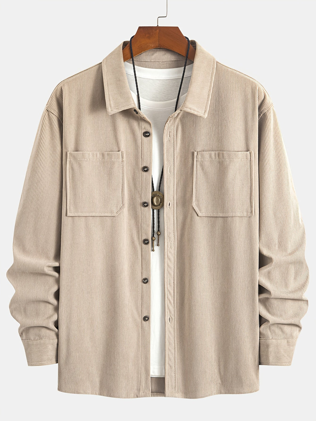 Herren Cordhemd Overshirt mit zwei Brusttaschen Langarm Freizeithemd