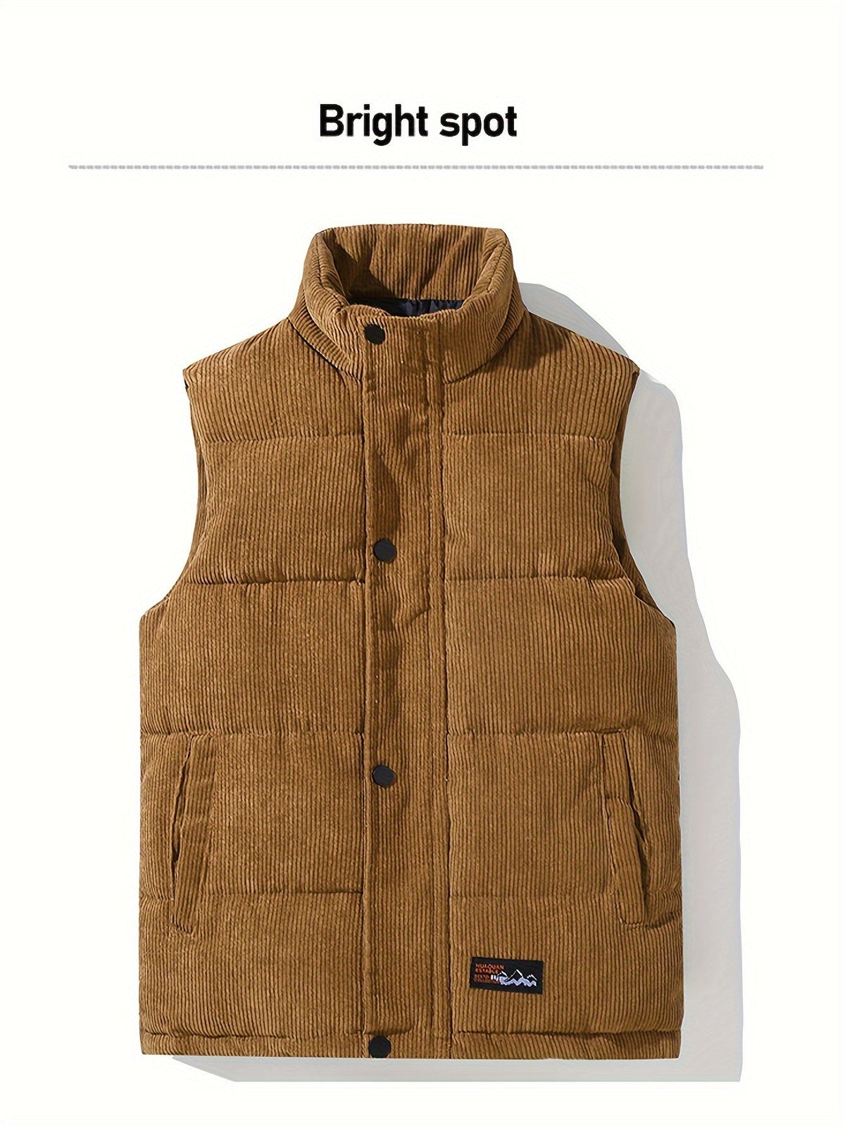 Unisex Steppweste Corduroy mit Stehkragen und Druckknöpfen