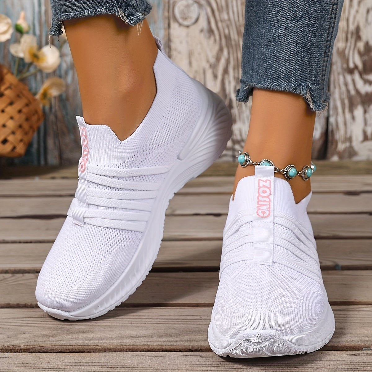 Damen Slip-On Freizeitschuhe mit Streifen – Bequeme Alltagssneaker für Freizeit & Spaziergänge