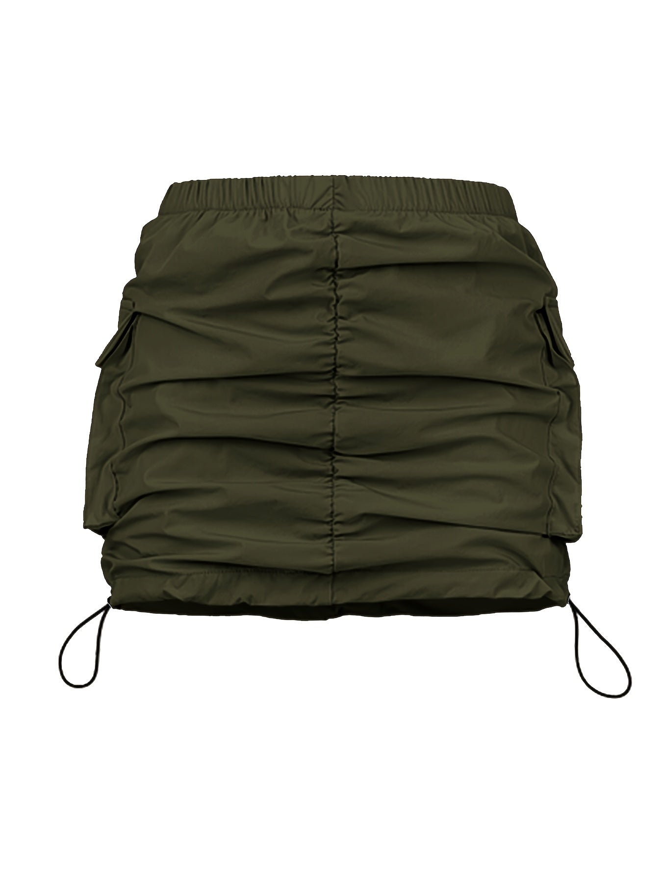 Damen Utility Minirock mit Raffung und Kordelzug – Streetstyle Cargo Skirt