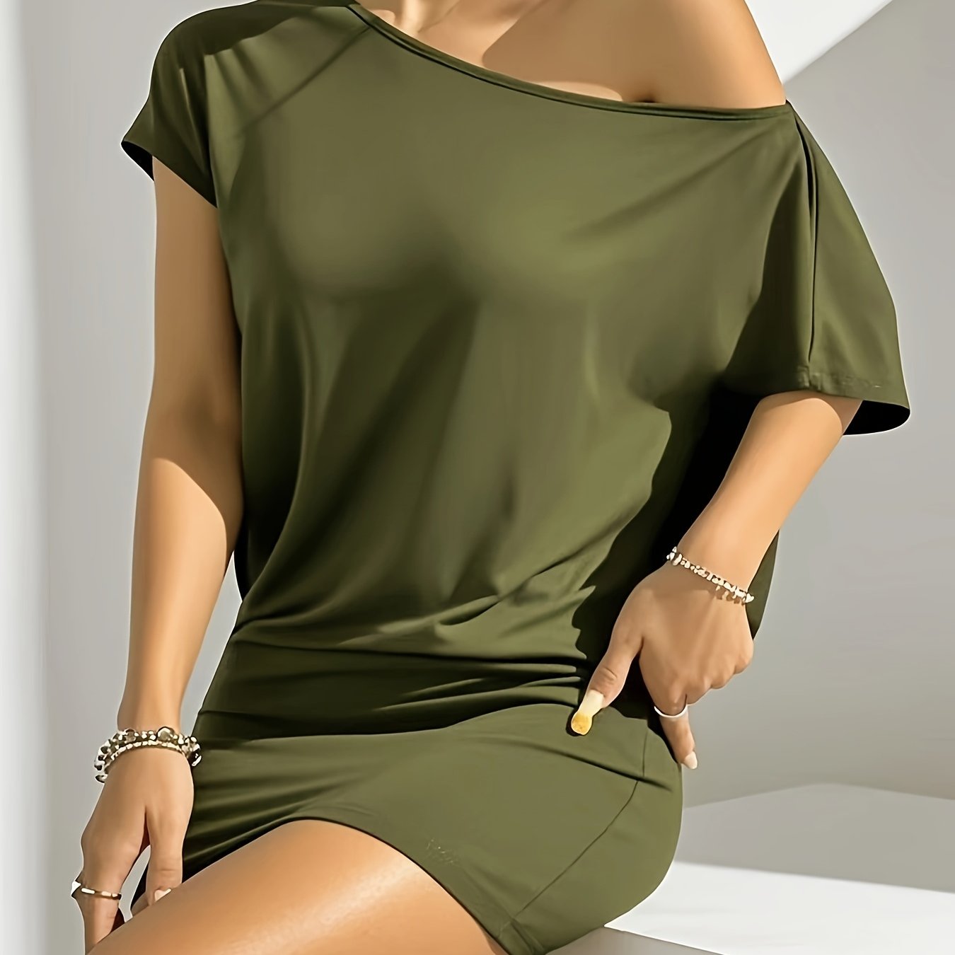Damen Off-Shoulder Mini Kleid im lässigen Stil für Alltag und Abendausgang