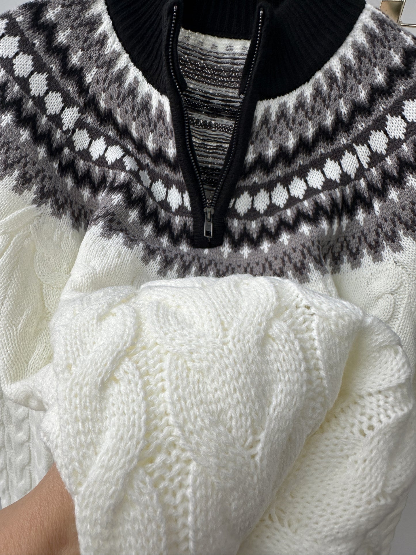 Herren Strickpullover mit Stehkragen und Norweger-Muster für Herbst & Winter, lässiger Style