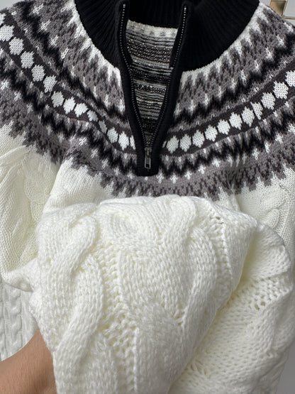 Herren Strickpullover mit Stehkragen und Norweger-Muster für Herbst & Winter, lässiger Style