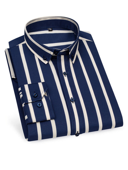 Herren Business-Freizeithemd mit modischen Streifen – Slim Fit, ideal für Büro und Alltag