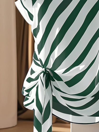 Damen Bluse mit Boho-Muster und asymmetrischem Knoten – Lässiger Sommer-Style
