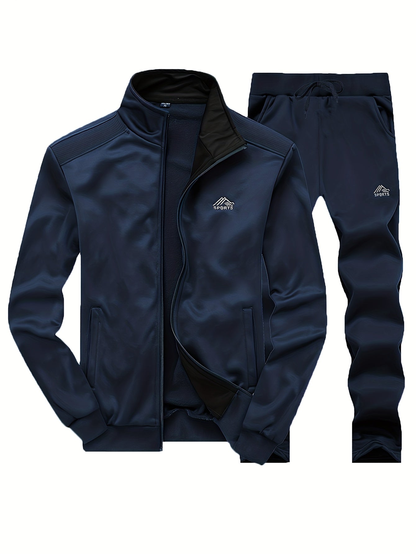 Herren 3-teiliger Sportanzug mit Stehkragen Jacke, Jogginghose & Steppweste