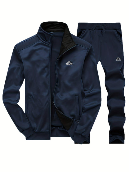 Herren 3-teiliger Sportanzug mit Stehkragen Jacke, Jogginghose & Steppweste