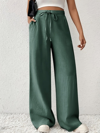 Damen Weite Bein Freizeithose mit Kordelzug – Lässige Loungehose für Alltag und Wochenende