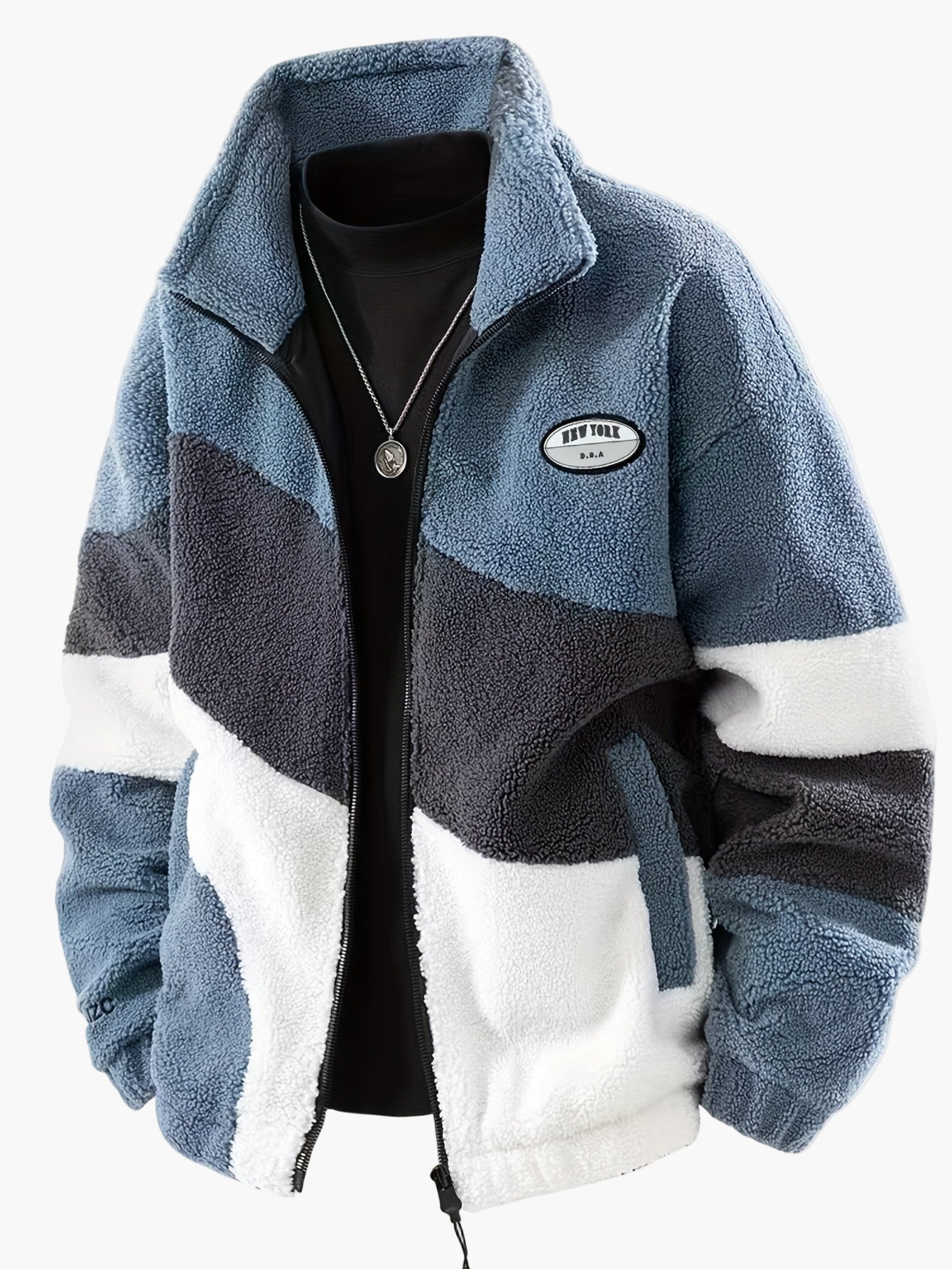 Herren Fleecejacke im Preppy Stil – Weicher Colorblock Softshell für Freizeit & Alltag