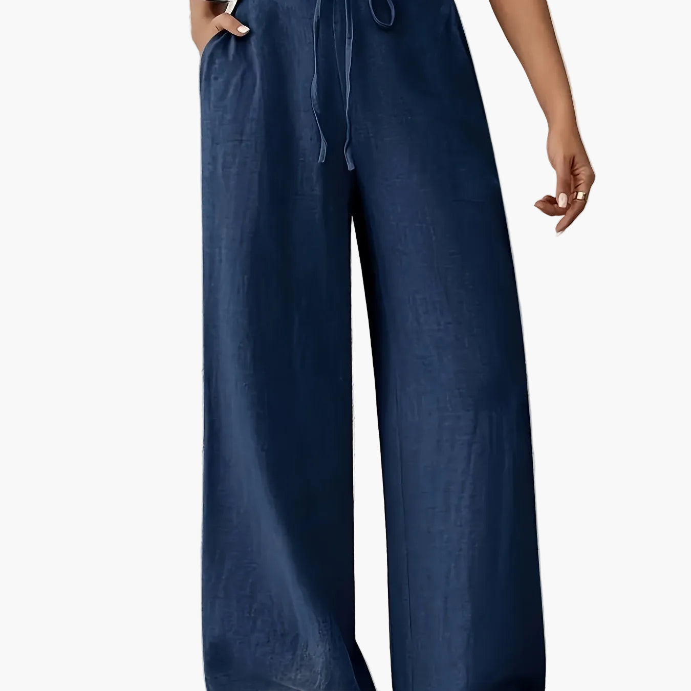 Damen Weite Bein Freizeithose mit Kordelzug – Lässige Loungehose für Alltag und Wochenende