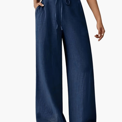 Damen Weite Bein Freizeithose mit Kordelzug – Lässige Loungehose für Alltag und Wochenende