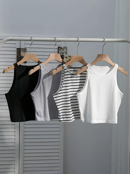 Damen Basic Tanktop Set – Lässige Cropped Tops für Alltag und Freizeit