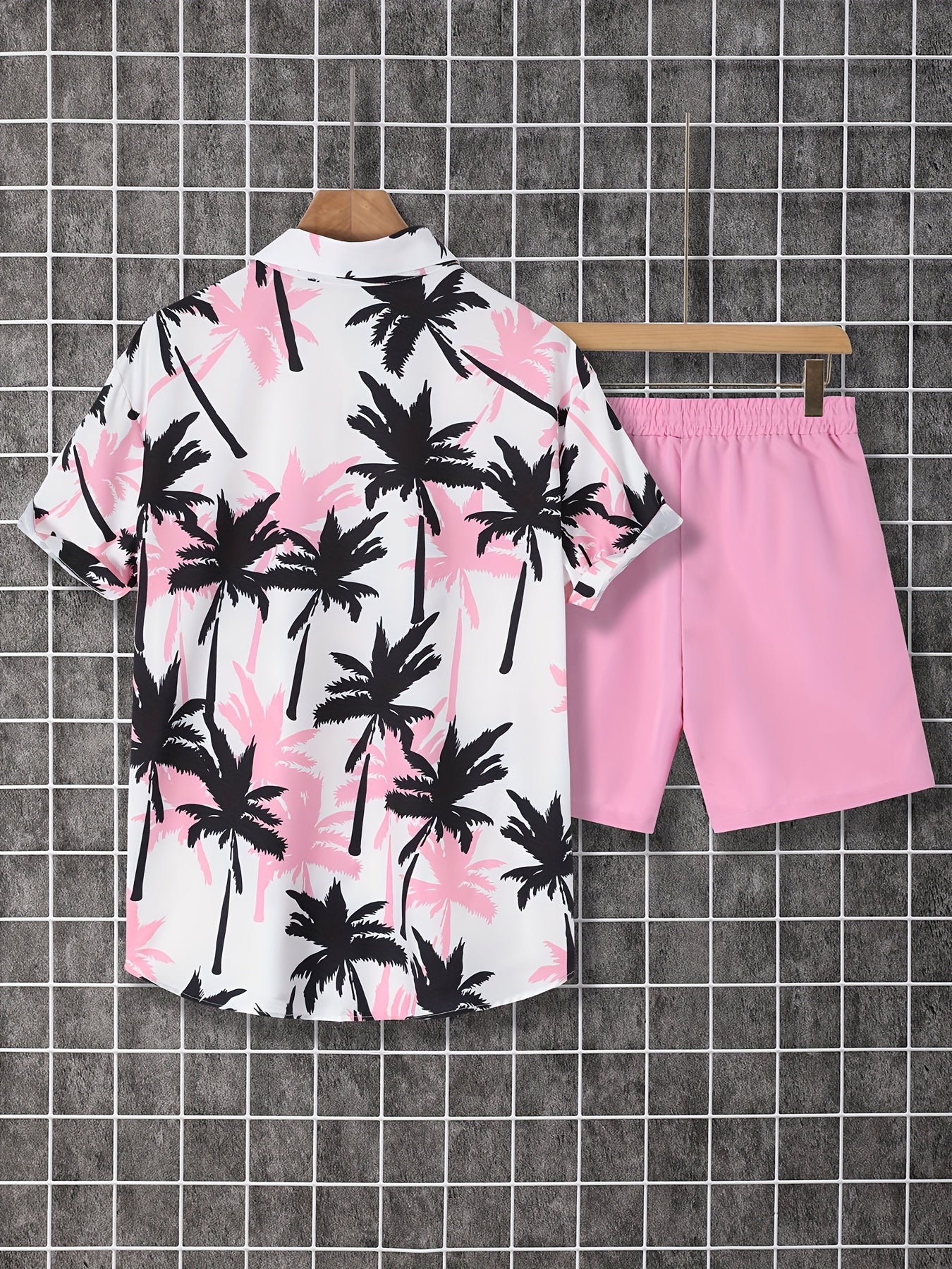 Herren Strandhemd Set – Lässiges Palmenmuster für Sommer und Urlaub