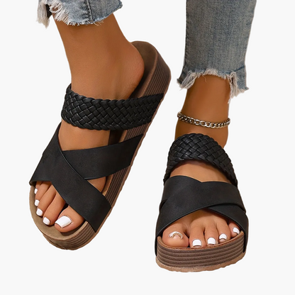 Damen Plateau-Sandalen mit Flecht- und Kreuzriemen – Modische Sommerschuhe für Alltag und Urlaub