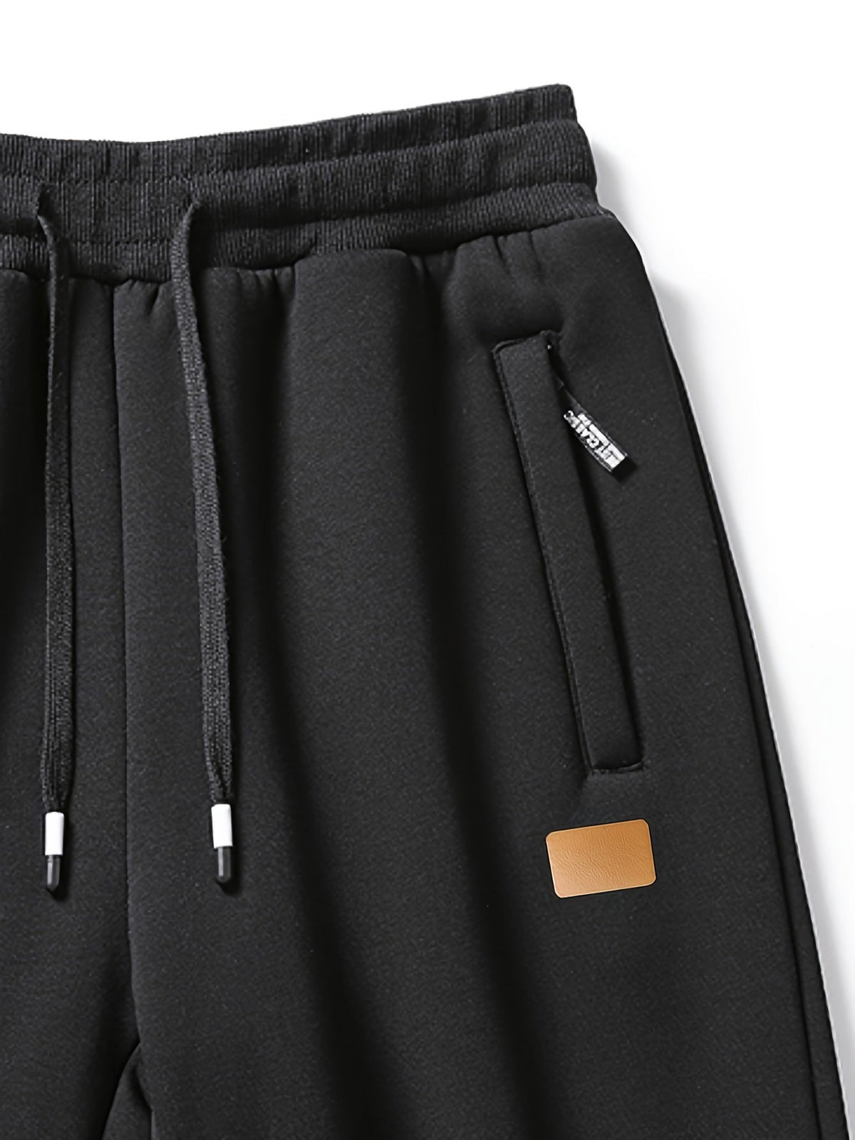 Unisex Schwarze Warme Jogginghose mit Fleecefutter