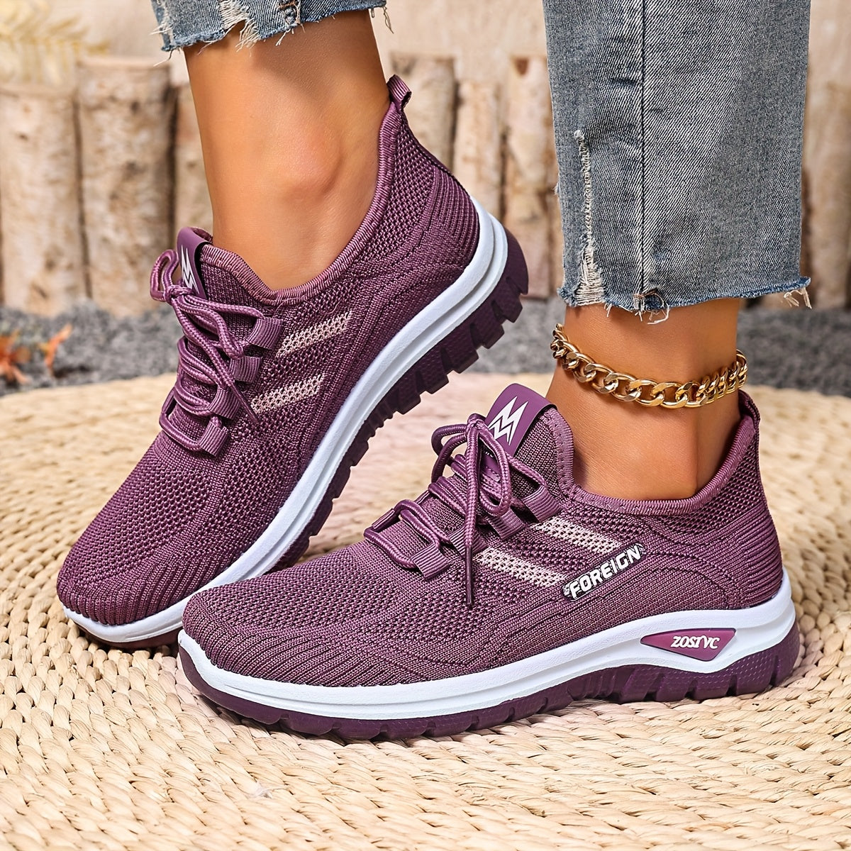 Damen Komfort Freizeit-Sneaker mit modernem Strickdesign und federleichter Sohle – Ideal für Alltag & Sport