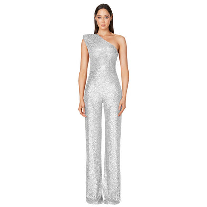 Helen – Ärmelloser Pailletten-Jumpsuit mit One-Shoulder-Design
