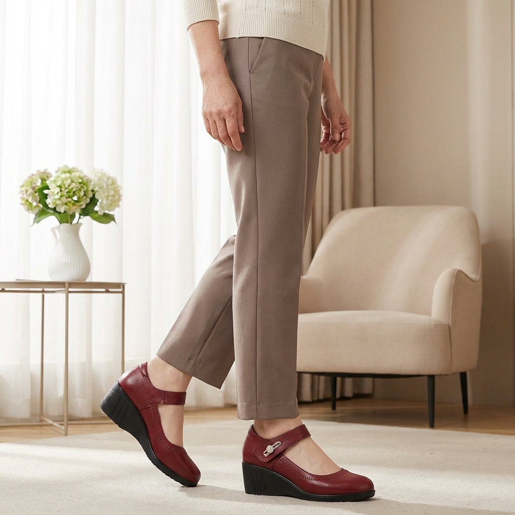 Damen Mary Jane Keilabsatz Schuhe mit Riemen