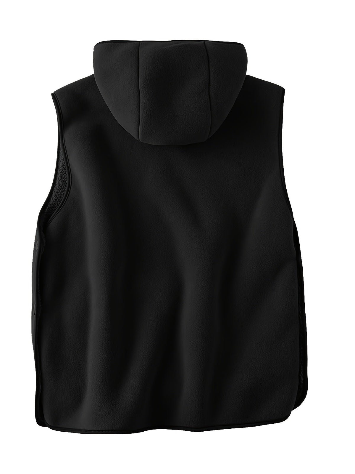 Unisex Kapuzenweste mit Kängurutasche und seitlichen Knöpfen, gefütterte Kapuze