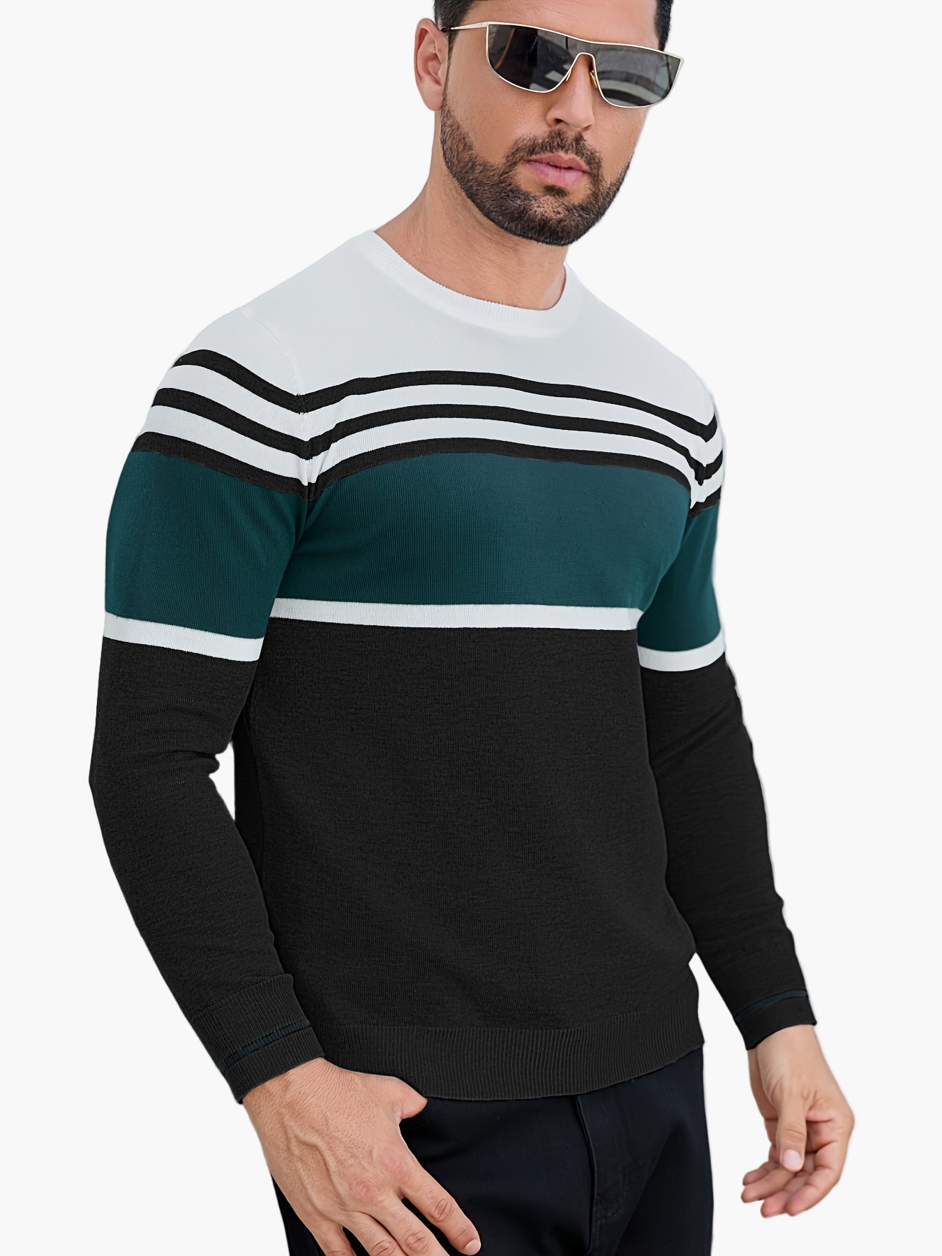 Herren Pullover mit Streifenmuster – Moderner Casual Strickpullover für Alltag und Freizeit