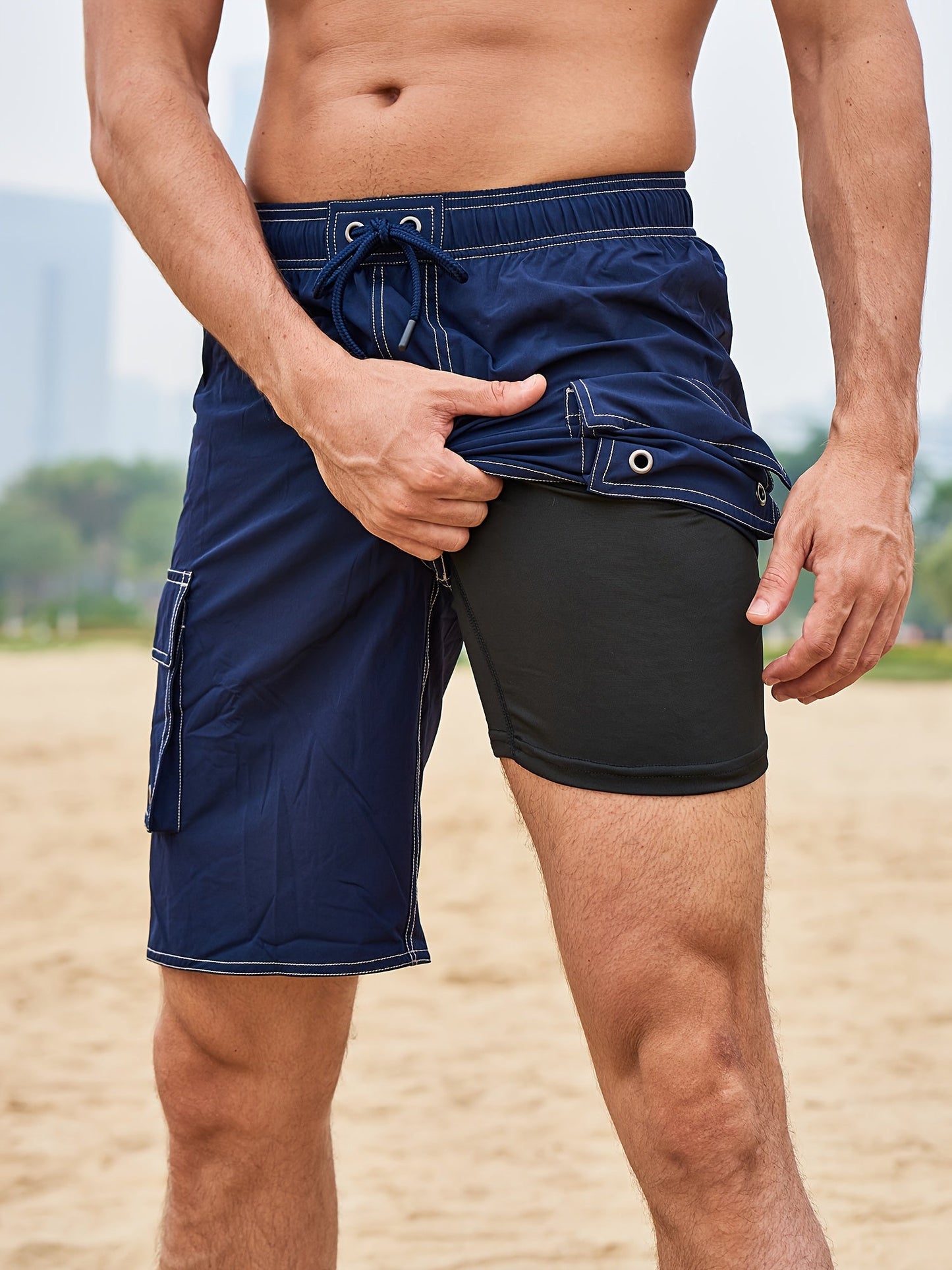 Herren Bade- und Sports-Bermuda mit integrierter Innenhose – Komfortable Shorts für Strand und Freizeit