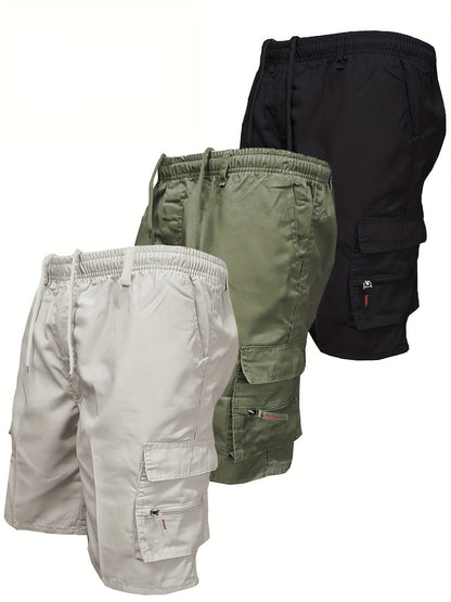 Herren Cargo Shorts 3er Pack – Bequeme Utility Bermudas mit Taschen für Alltag & Freizeit