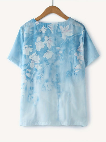 Damen Vintage Bluse mit Blumenmuster und Knopfleiste – Sommer Freizeit Oberteil