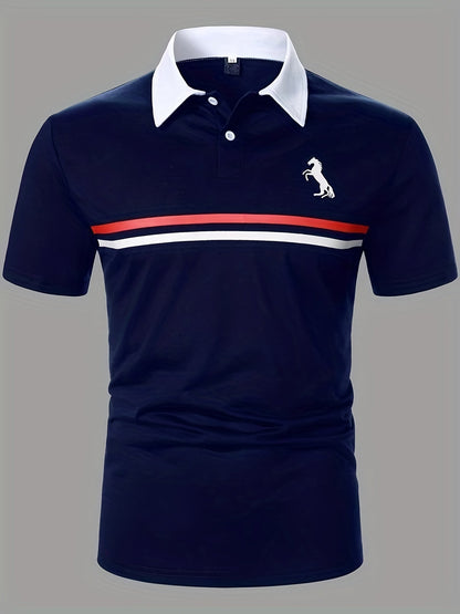 Herren Poloshirt mit Kontrastkragen und sportlichem Streifendesign