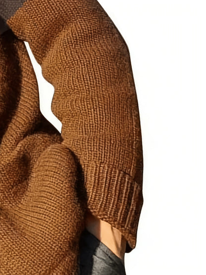 Herren Strickjacke mit Schalkragen, Zweifarbig, Knopfleiste, Lange Ärmel