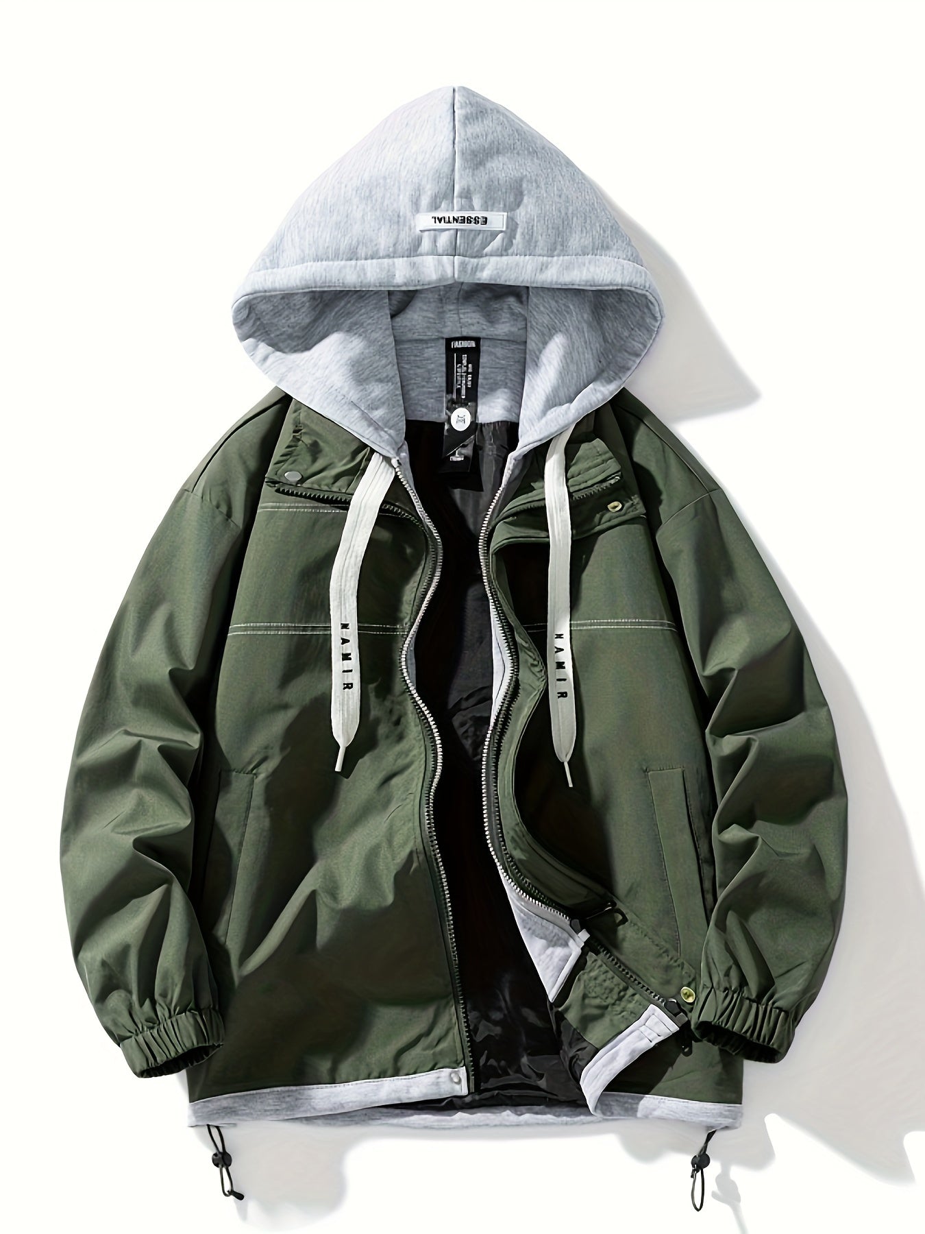 Unisex Jacke mit Kapuze und Reißverschluss, mehrfarbig