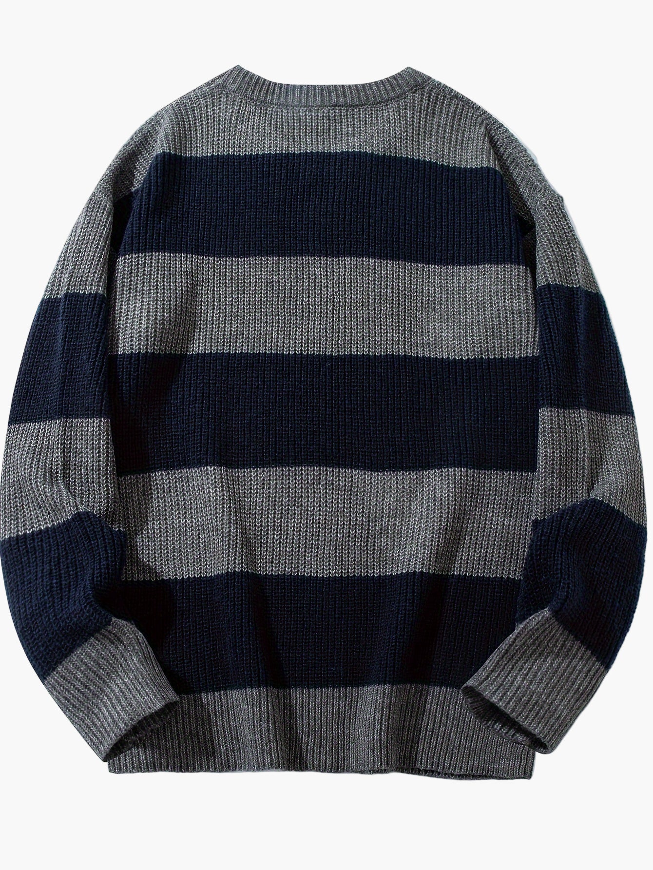 Herren Grobstrick Pullover mit Streifenmuster – Lockerer Casual Style für Herbst und Winter