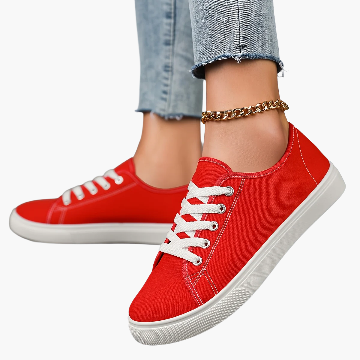 Damen Freizeit-Sneaker mit Schnürung – Bequeme Low-Top Schuhe für Alltag und Freizeit