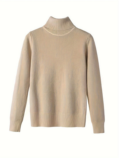Damen Rollkragenpullover mit Plüschfutter – warm, Langarm