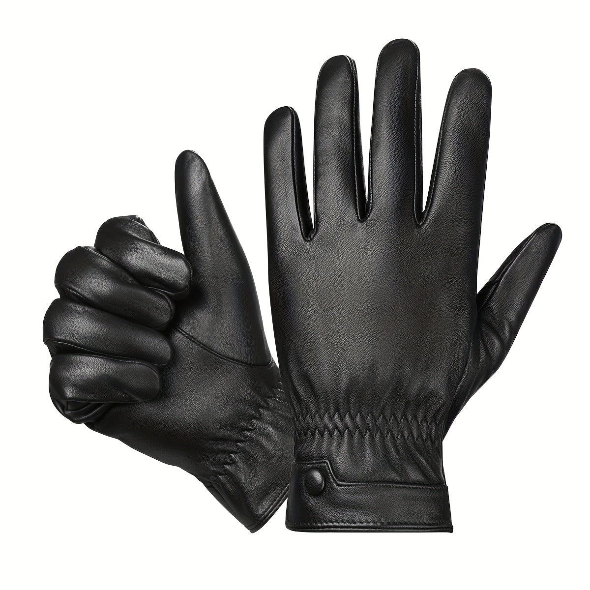 Schwarze Handschuhe Klassisch mit Gummizug am Handgelenk