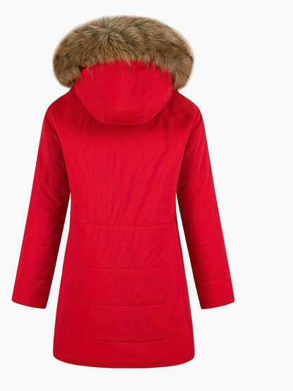 Damen Winter Steppmantel mit Kunstfellkapuze und Teddyfutter – Eleganter Alltagsmantel für kalte Tage