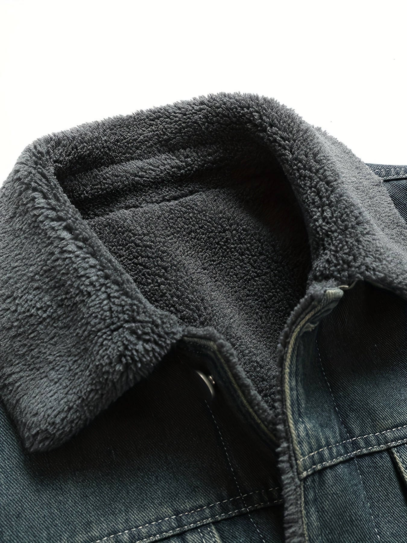 Herren Jeansjacke mit Teddyfutter, Sherpa Kragen, Knopfleiste, Brusttaschen, warm gefüttert